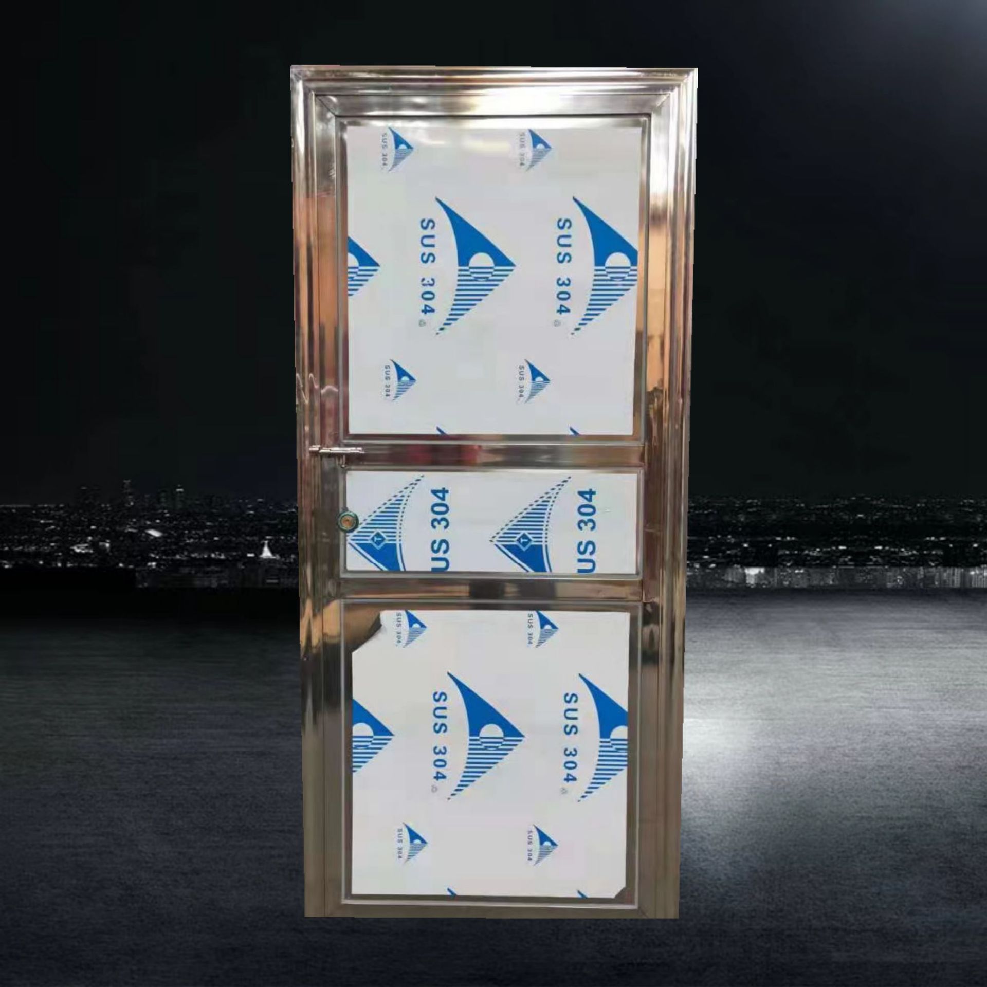 不锈钢双层板门公寓门家用室外简易门庭院通风栅栏双开门阳台门