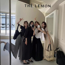 the lemon柠檬绿茶休闲裤女2024夏季新款慵懒风垂感宽松薄款裙裤