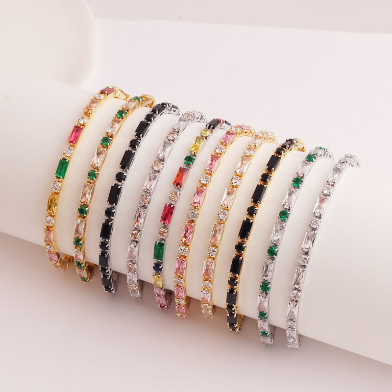 cross-border supply micro inlaid color zircon claw chain niche design chain bracelet women‘s fashion all-match bracelet wholesale