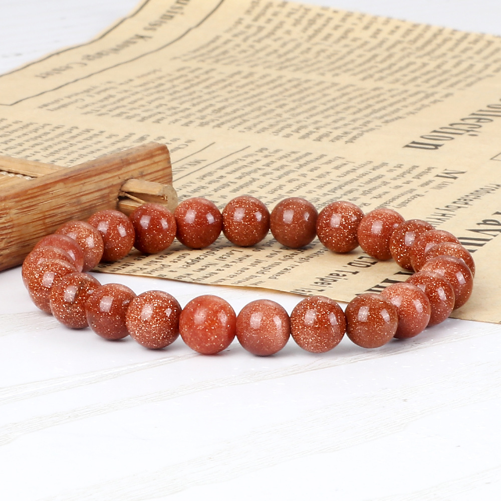 欧美跨境弹力串珠石头珠子手链男女套装瑜伽手串外贸首饰品砂石珠