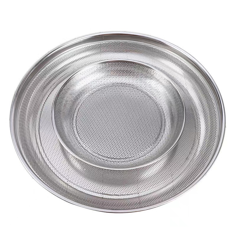 Hz266 Stainless Steel Drying Net Stainless Steel Large Sieve Disk Water Collecting Plate Sieve round Screen Fine Hole Coarse Hole Dustpan Encryption