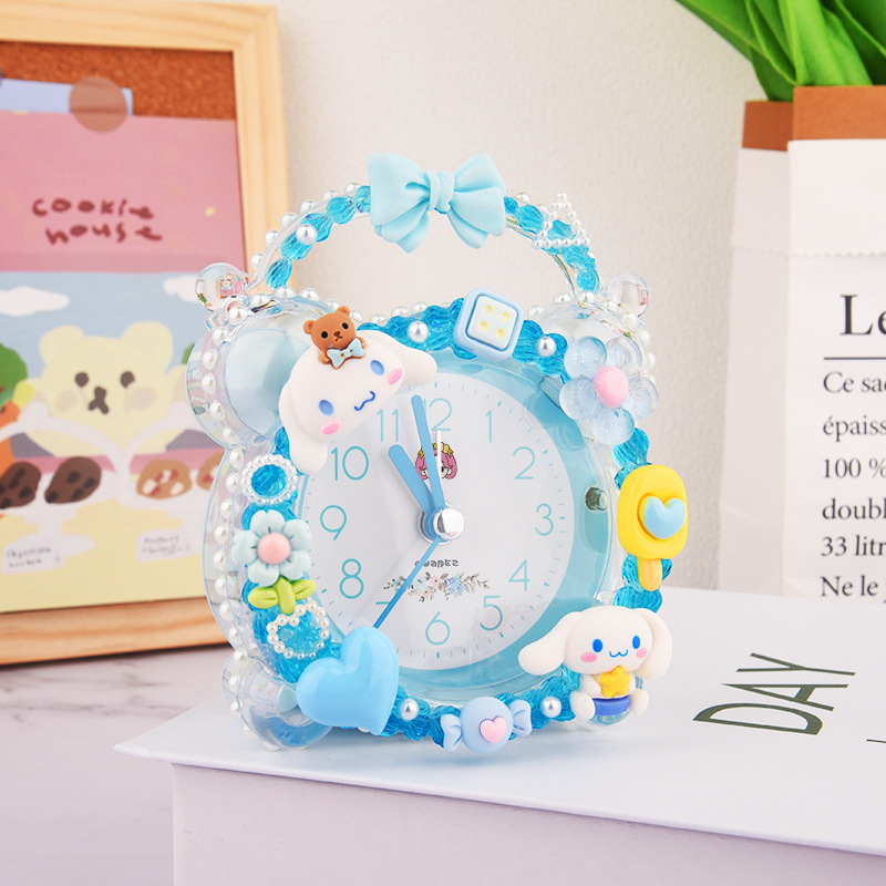 Children's Homemade Little Alarm Clock Handmade Diy Cream Glue Ins Style Student Only Mute Cute Clock Creative Ornaments