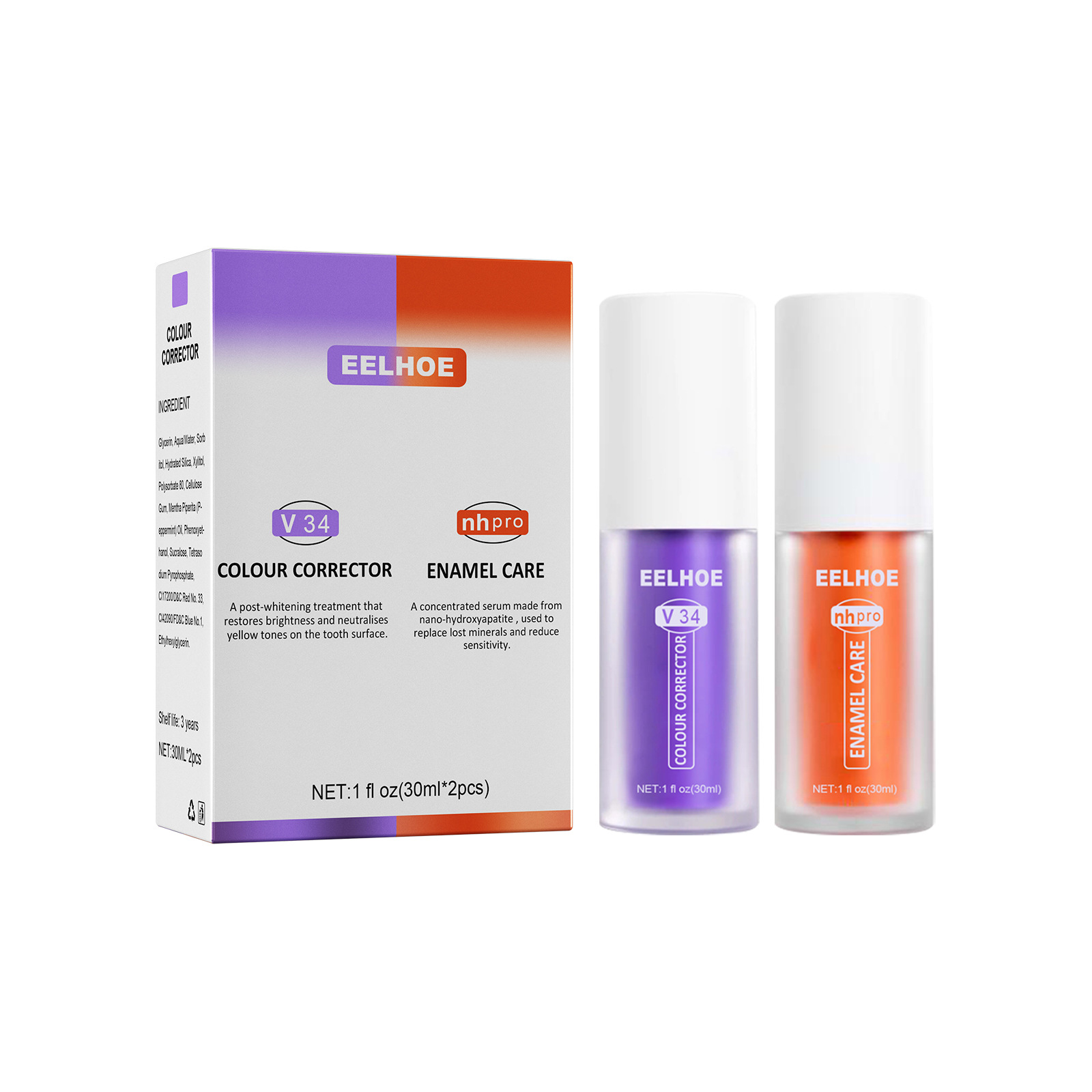 Eelhoe V34 Toothpaste Repair Teeth Repair Oral Cleaning Purple Orange Toothpaste Dazzling White Tooth Stains