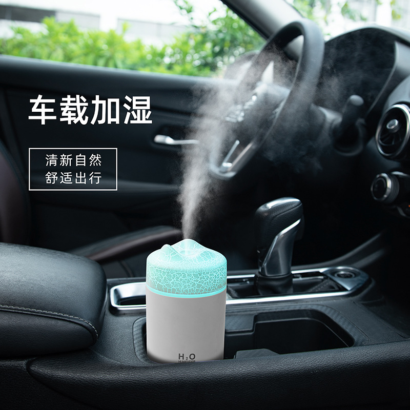 2023 New Usb Volcano Desktop and Car-Mounted Colorful Cup Humidifier Dual Use in Car and Home Mute Humidifier