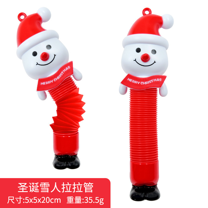 New Amazon Pop Tube Santa Claus Extension Tube Snowman Lala Tube Decompression Christmas Toys Wholesale