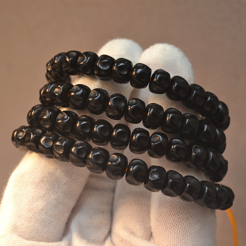 新春工艺8*6桶珠黑椰蒂百香籽多圈手链 108颗椰蒂柏香籽手链-阿里巴巴