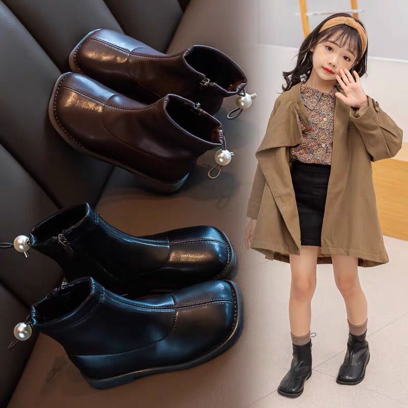 包邮女童短靴方头2021秋冬新款切尔西单靴儿童小女孩软底加绒瘦瘦