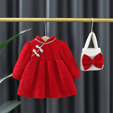 2769儿童红色公主裙秋装新款女童加绒连衣裙洋气婴儿宝宝礼服裙子