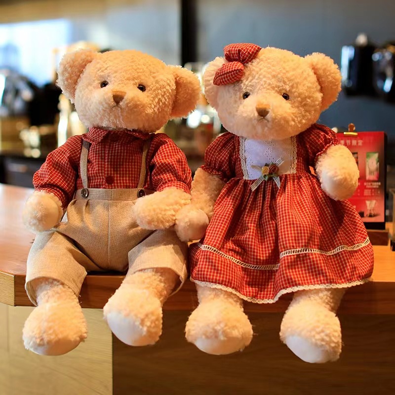 Factory Direct Sales Wedding Bed Doll Wedding Gift Couple Teddy Bear Plush Toy Doll Magnet Bear Delivery