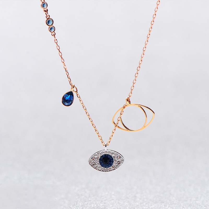 Shijia High Version Devil's Eye Necklace Female Luo Element Crystal Devil's Eye Clavicle Chain Manufacturers Send on Behalf