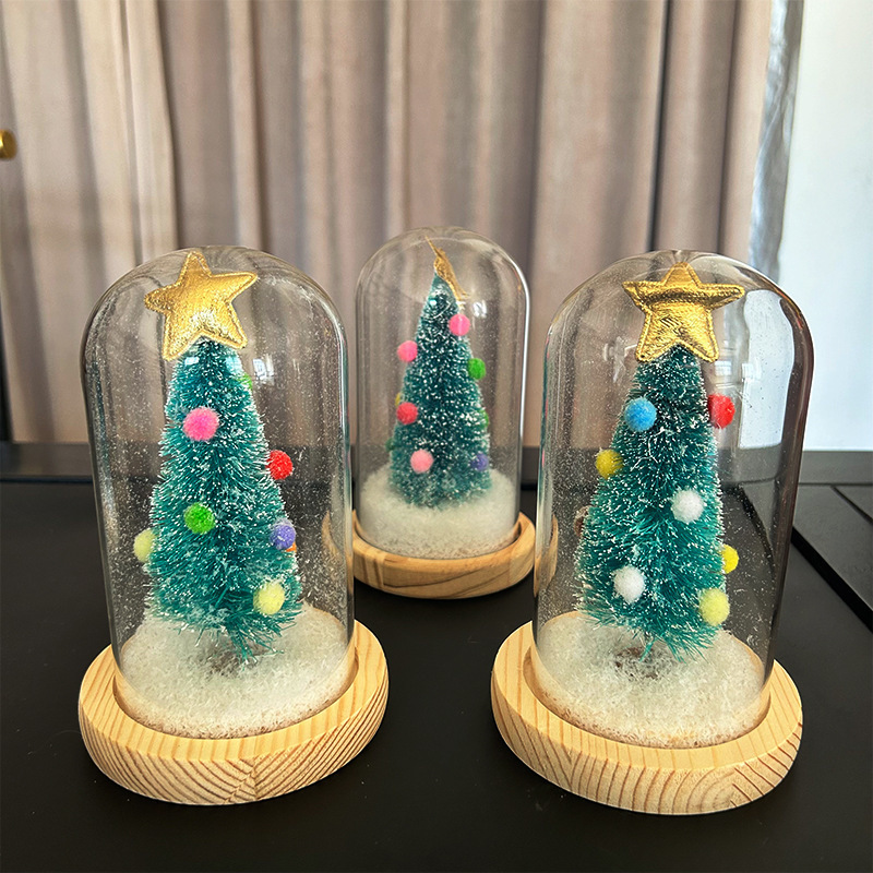 圣诞节玻璃罩桌面圣诞节日发光玻璃工艺品摆件-阿里巴巴