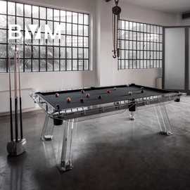 莱特钢化玻璃台球桌中式桌美式黑八亚克力家庭标准型
