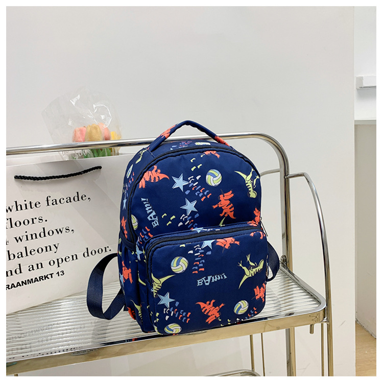 New Kindergarten Simple Popular Fashion All-Match Trend Cartoon Children's Backpack Dinosaur Pattern Boys and Girls Backpack