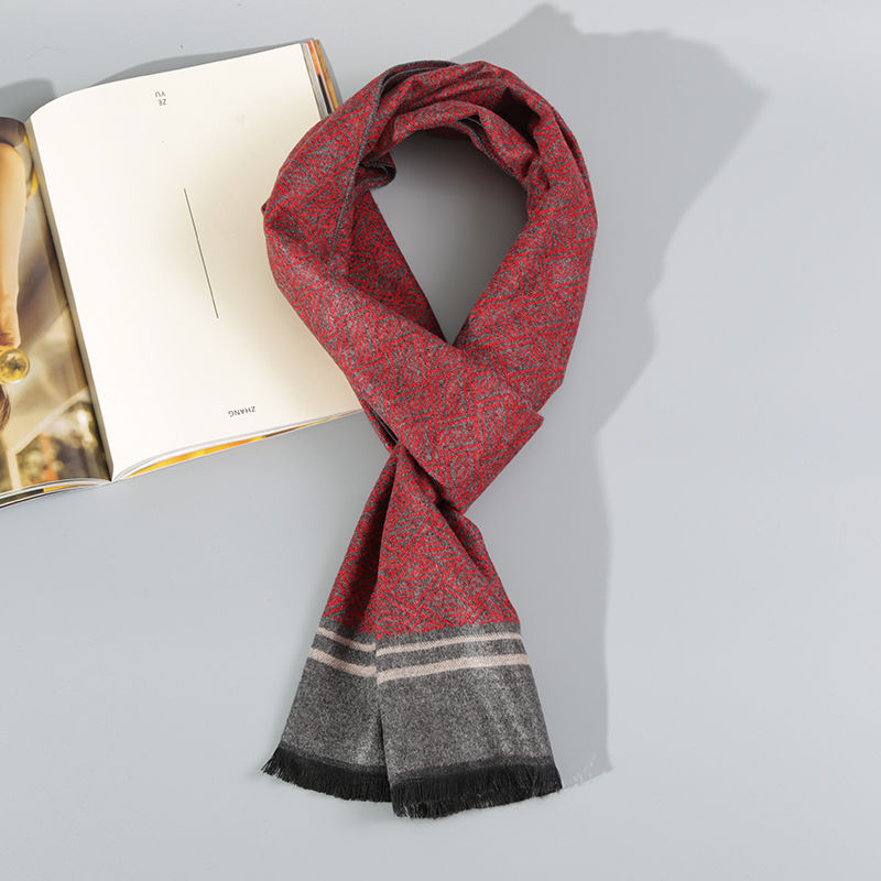 2023秋冬季新款男士英伦格子围巾韩版长款保暖围脖学生潮男长巾