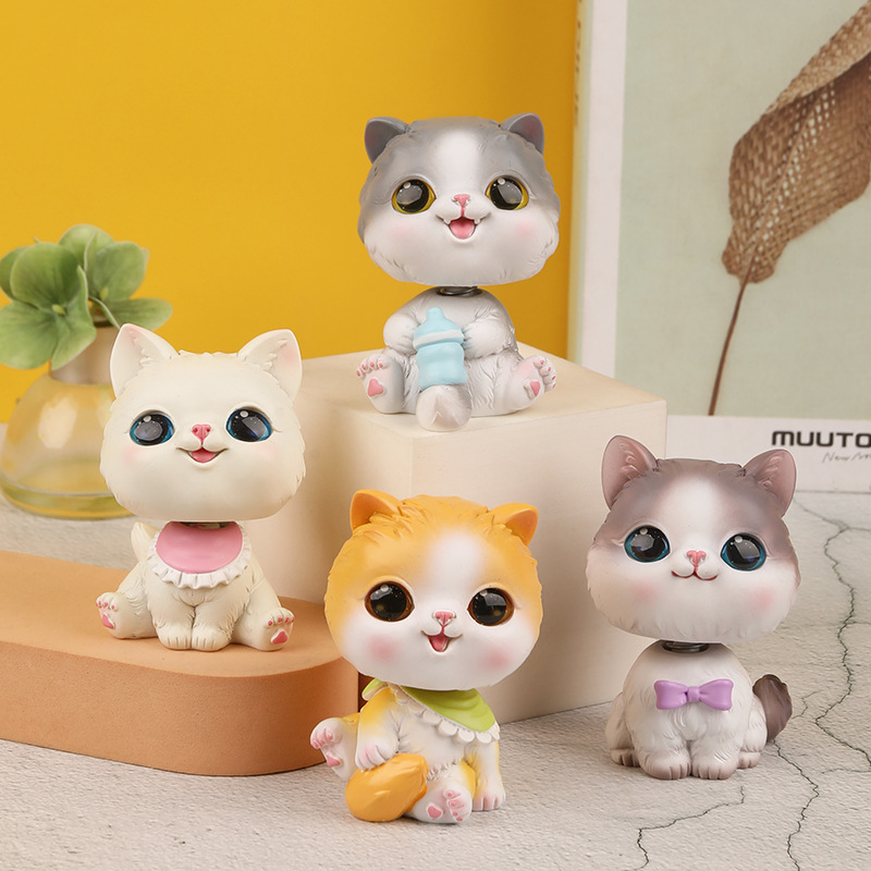 新款萌宠乖萌宝宝喵摇头摆件可爱猫咪公仔车载装饰小摆件礼品批发