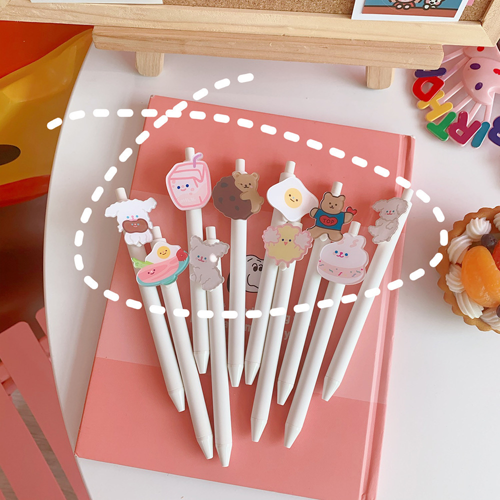 5mm学生按动黑色签字笔男女孩超萌ins文具笔