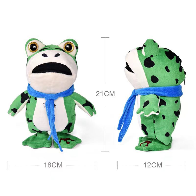 Douyin Online Influencer Same Multi-Functional Frog Leon Children's Plush Swing Toy Talking Frog Singing Walking