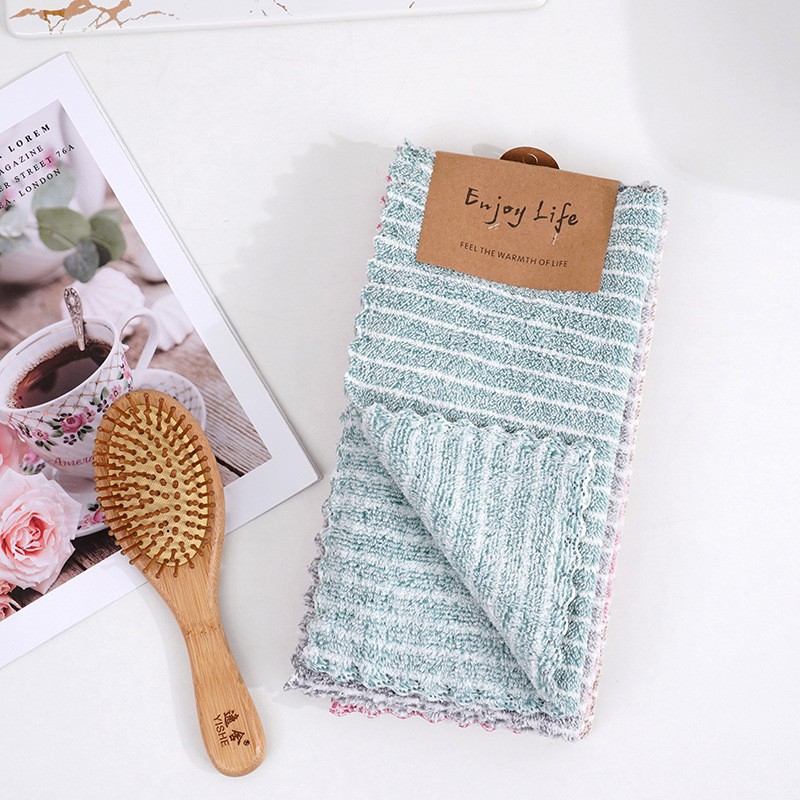 Rag Coral Fleece Printed Small Square Scarf Household Thickened Cleaning Cloth Kitchen Cleaning Towel Absorbent Lint-Free Soft