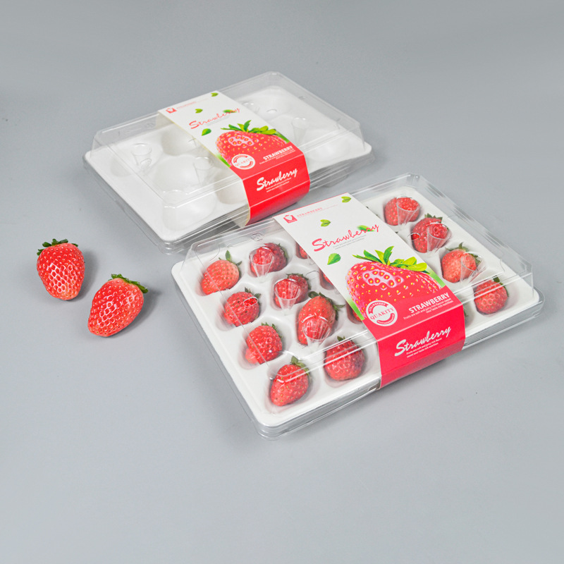 一次性草莓盒塑料带盖透明软托防震方形包装盒水果保鲜食品打包盒