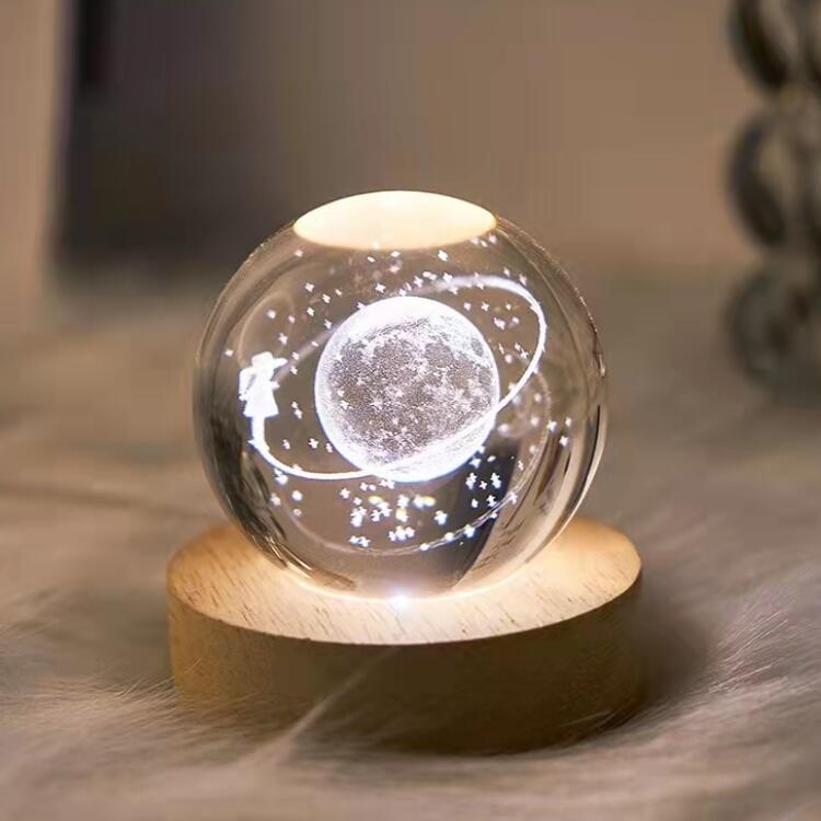 星空月亮发光水晶星球灯小夜灯生日礼物送男女生朋友摆件床头卧室