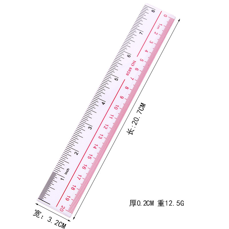 15/20/30cm直尺双色加厚双刻度透明塑料直尺源头批发学生护目尺