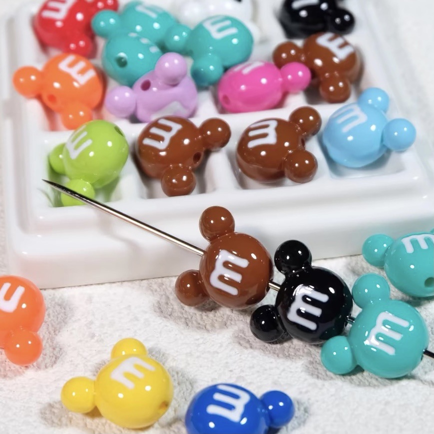 19*22mm彩色米奇头亚克力散珠串珠diy手工手链项链配件半成品