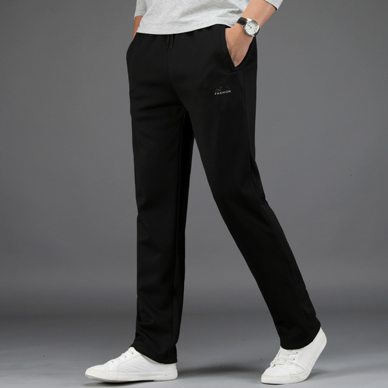 春季棉质休闲裤男士加大码宽松百搭长裤宽松透气松紧腰男裤子春装