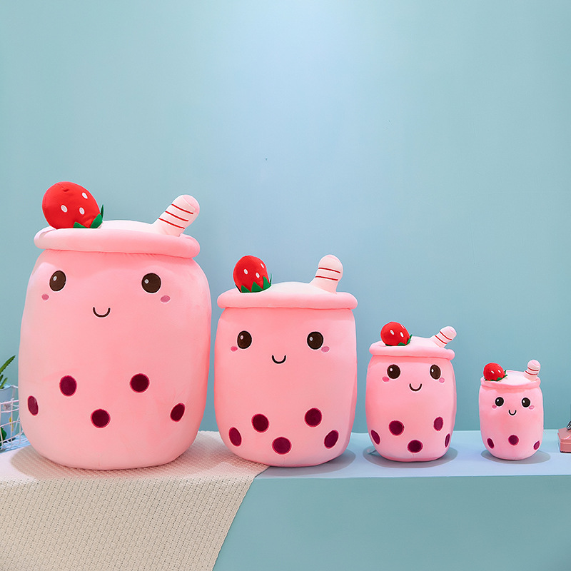 Foreign Trade 2022 New Internet Celebrity Milky Tea Cup Plush Toy Simulation Strawberry Fruit Bubble Milk Tea Cup Milky Tea Cup Doll Wholesale