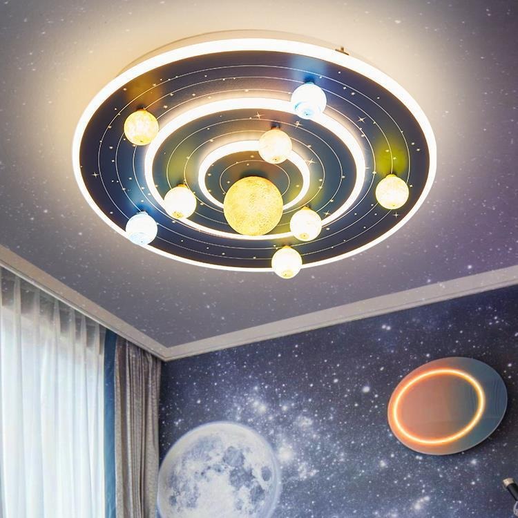 现代护眼儿童房创意太空星球灯男孩女孩卧室灯全光谱智能吸顶灯