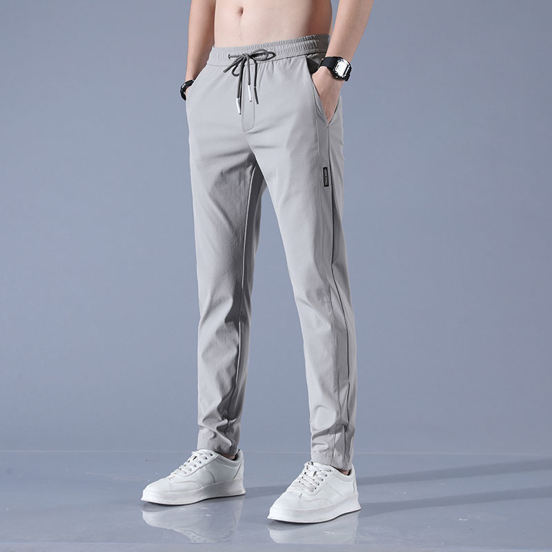 Ice Silk Leisure Trousers Men's Summer Thin 2022 Korean Style Work Trend Loose Straight Breathable Sports Pants