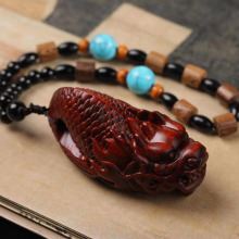 印度小叶紫檀财神爷卡通版木雕吊坠乔迁庆典开业招财进