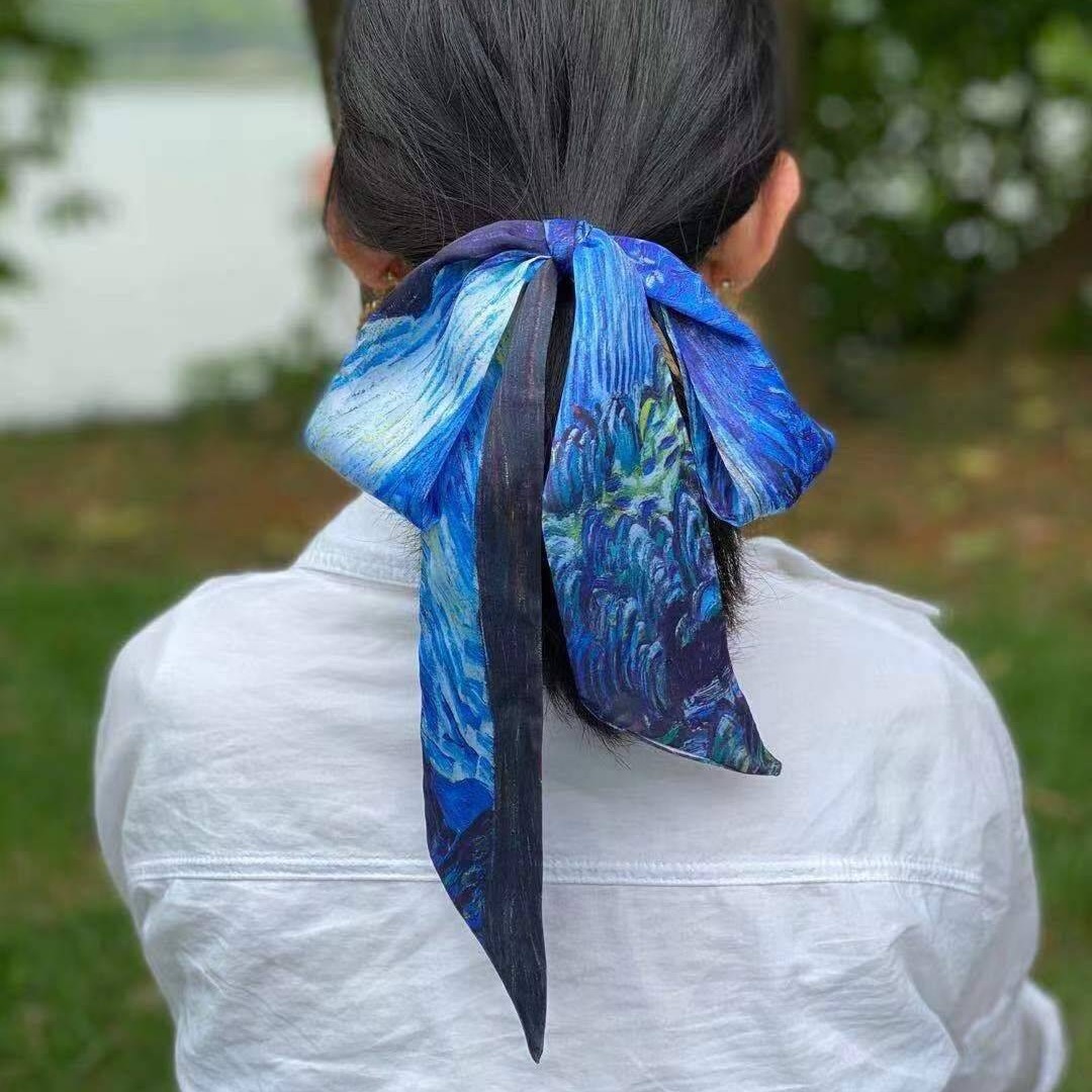 处理款蝴蝶结薄款百搭丝巾女26字母网红绑头发发带头巾装饰飘带