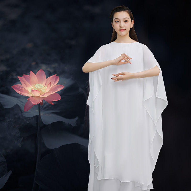 禅服女佛系禅意套装仙气中国风打坐白色中式文艺复古女茶服两件套