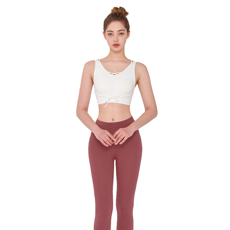 New European and American Style Yoga White Beauty Back Exercise Bra Women's Foreign Trade Sling Traceless Vest