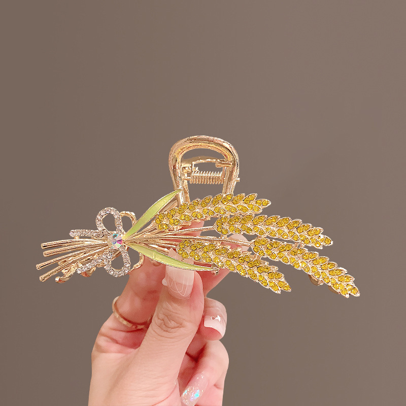 New Wheat Head Hair Clip High-Grade Headdress Hairpin Female Back Head Updo Hair Claw Diamond Barley Shark Clip