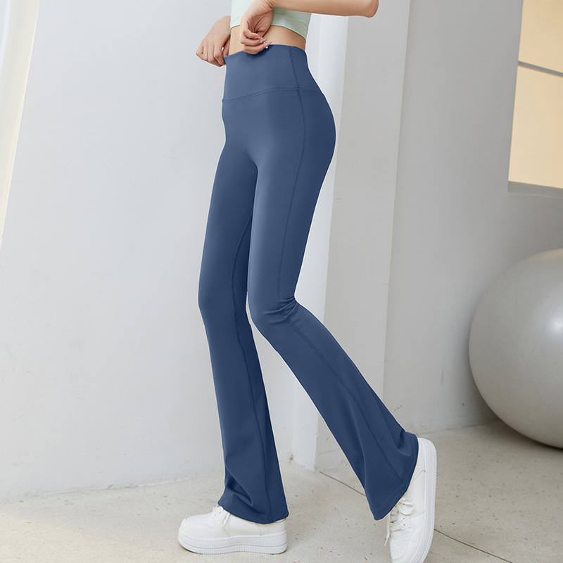 Factory Wholesale Lulu Same Style Bell-Bottom Pants Sexy Micro-Pull Yoga Pants Stretchy High Waist Slimming Trousers Women's Outer Wear