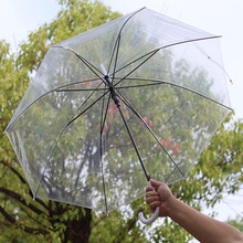 透明雨伞大量批发一次性塑料雨伞自动批发透明伞长柄高级感晴雨伞