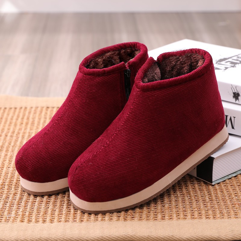 热销冬手工棉鞋 女加绒保暖老奶奶厚底防滑 中老年人妈妈居家棉拖