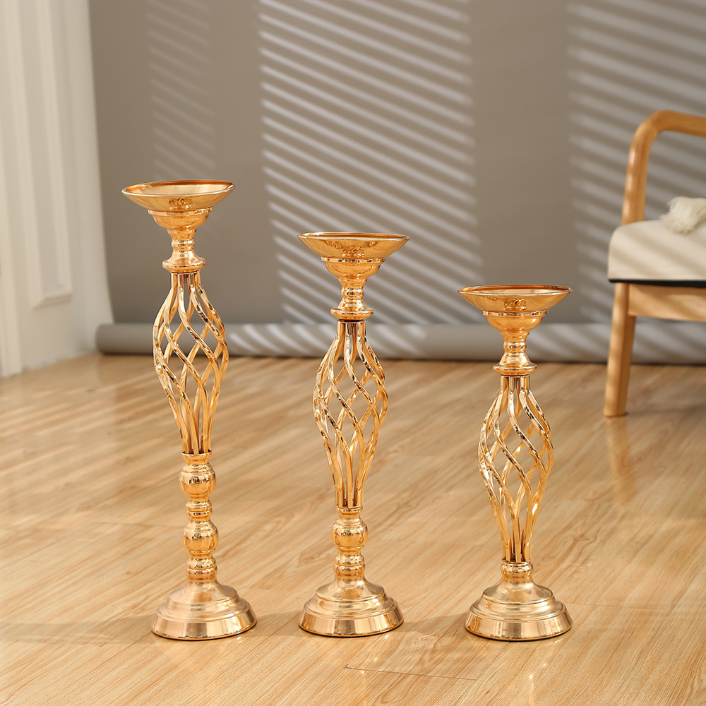 Fashion Creative Furnishings Candlestick Home Romantic European High-End Flower Container Gold Wedding Banquet Decoration Ornaments