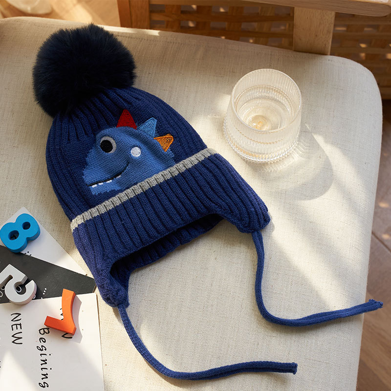 Children's Knitted Wool Hat Cartoon Cute Winter Boys Girls Winter Baby Hat Warm Ear Protection Korean Style 66