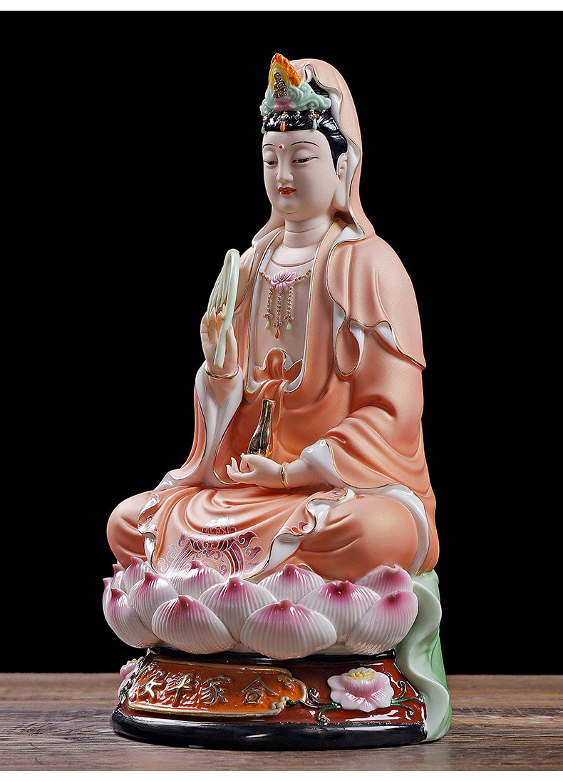 合家平安吉祥如意观音菩萨佛像摆件家居德化白瓷南海供奉工艺品