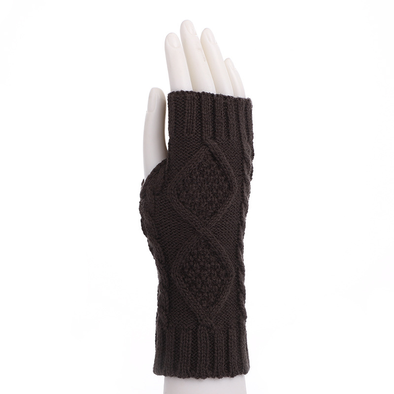 Men's Winter Korean-Style Fashionable Men's Half Finger Warm Fashionable Half Finger Open Finger Student Short Wool Fingerless Gloves