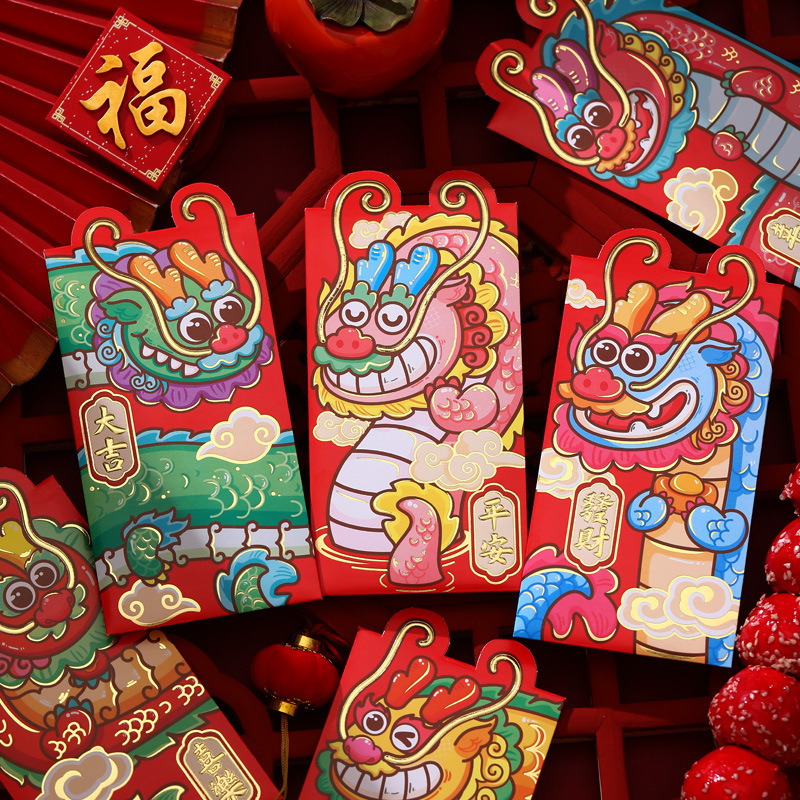 Dragon Year Red Envelope Cute Cartoon Stereo New Year Lucky Universal Red Pocket for Lucky Money 2024 Spring Festival Personality Creative Lucky Money Envelope