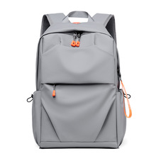 男士双肩包商务电脑包外出旅行背包PU防水面料15.6寸电脑包纯色