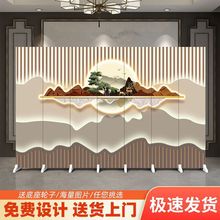 新中式国风仿古屏风隔断办公室家用卧室客厅玄关移动推拉折叠折
