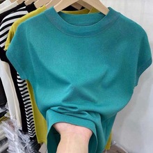 冰丝短袖T恤女2022年夏季新款机器猫刺绣减龄上衣大码薄款针织衫