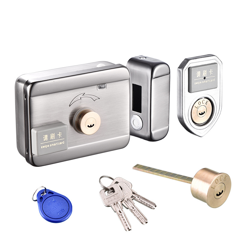 id加密电子锁家用出租屋门锁电控锁刷卡锁一体锁具门禁磁卡感应锁