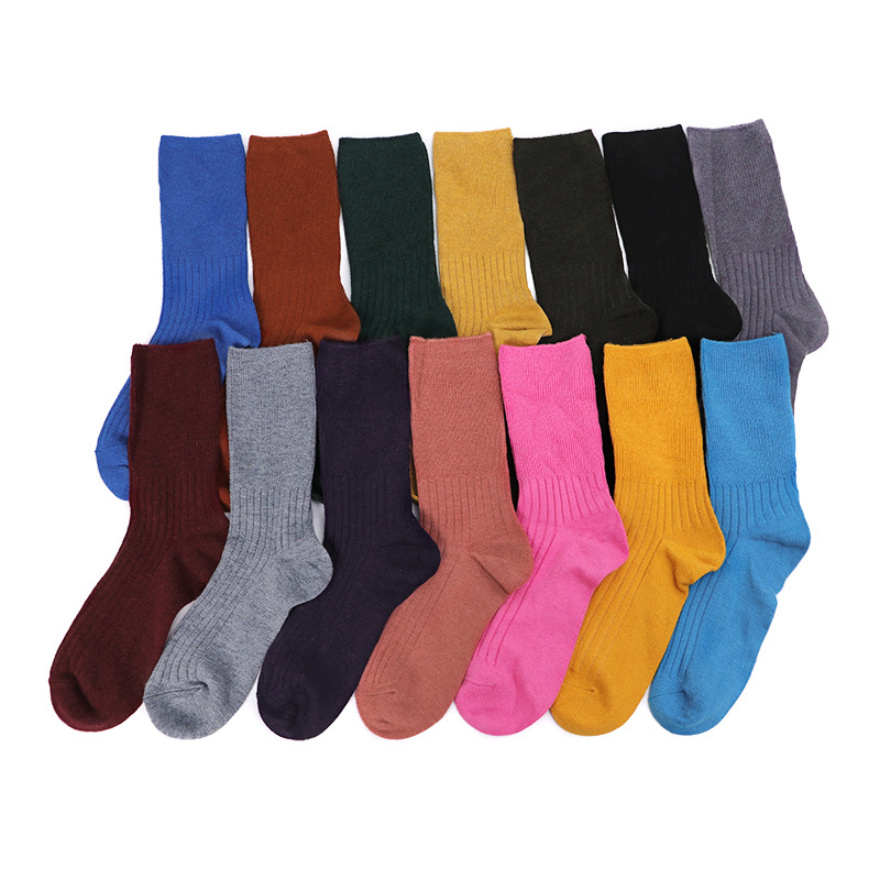 socks women‘s mid-calf length socks autumn cotton ins trendy wool solid color athletic socks spring and autumn women‘s autumn and winter socks