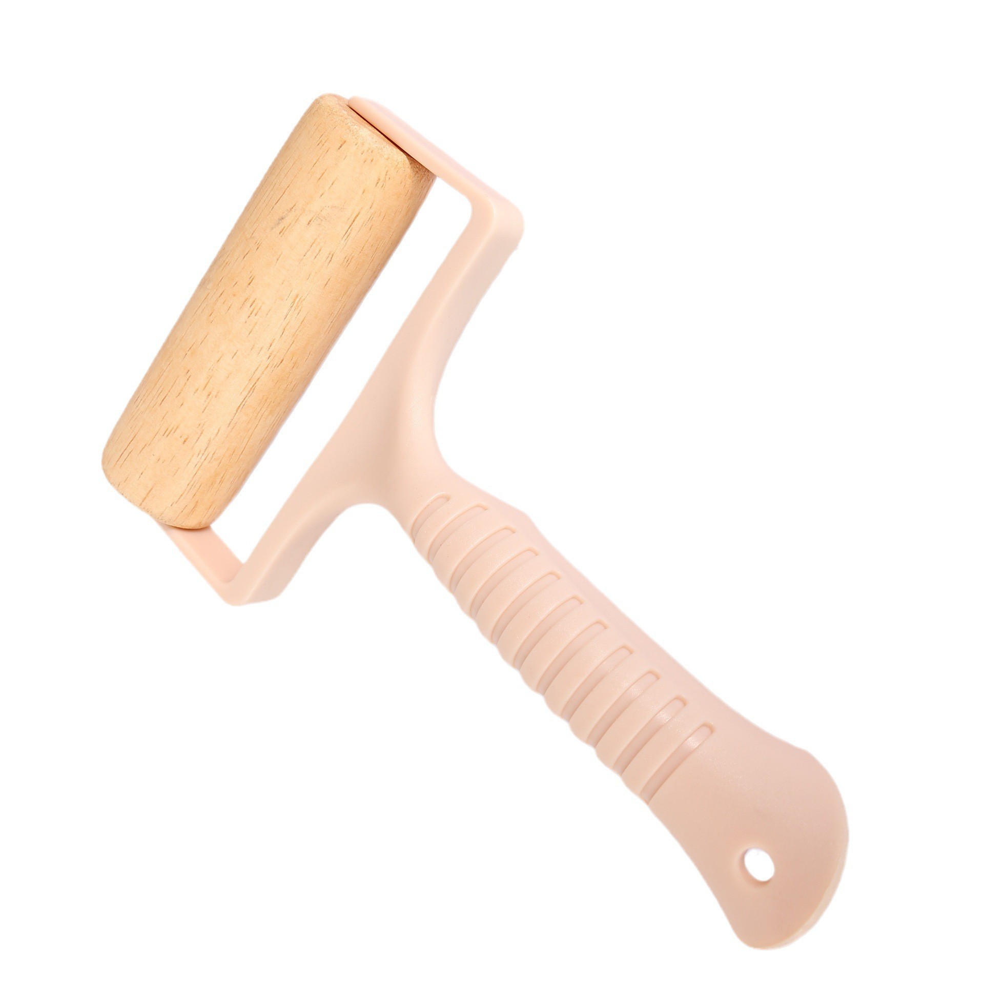 Cross-Border Beech Roller Rolling Pin Manual Roller Flour Stick Nordic Style Small Handheld Plastic Handle Rolling Pin