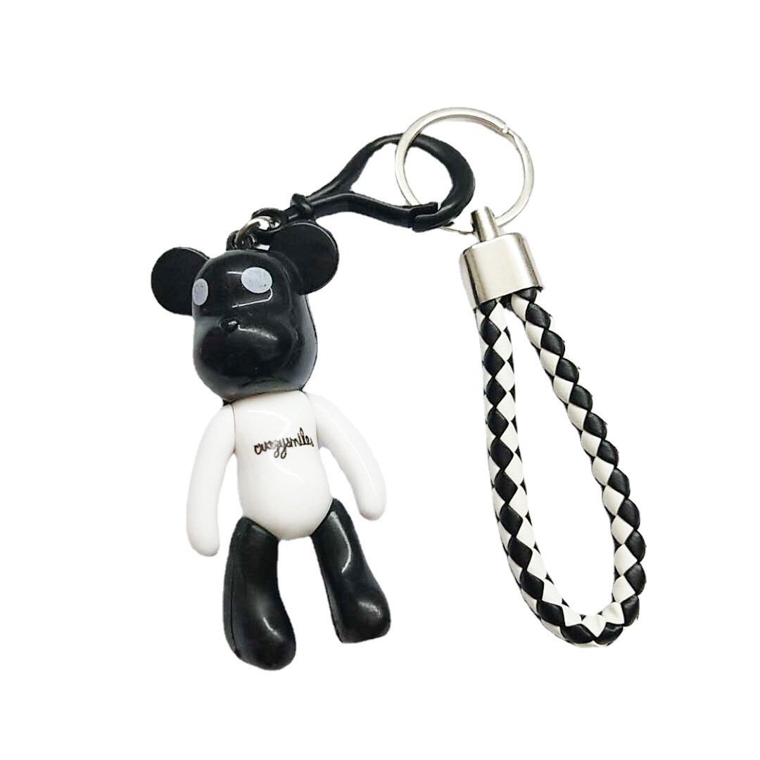 Creative Cartoon Violent Bear Keychain Lovely Bag Small Gift Little Bear Doll Pendant Braided Rope Key Gift